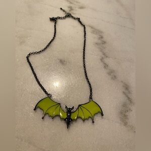 Lime Green Bat Pendant Necklace